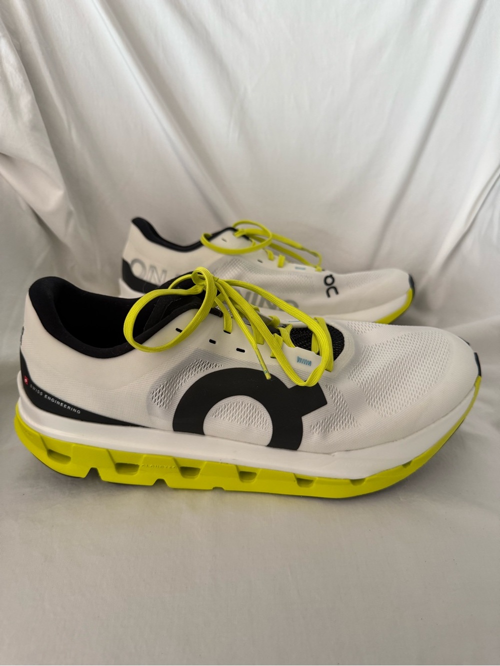 On Running Men’s Athletic Shoes - White with Neon Yellow
